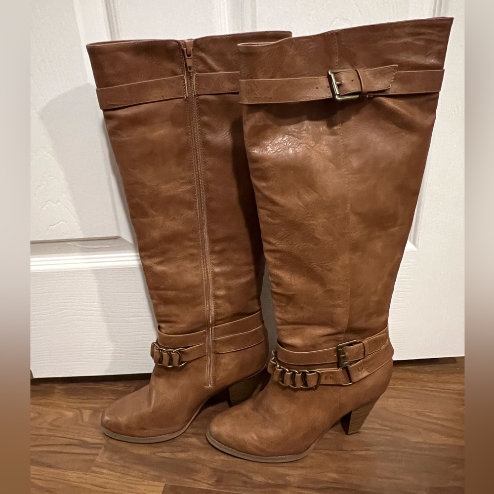 JustFab Brown Heeled Boots